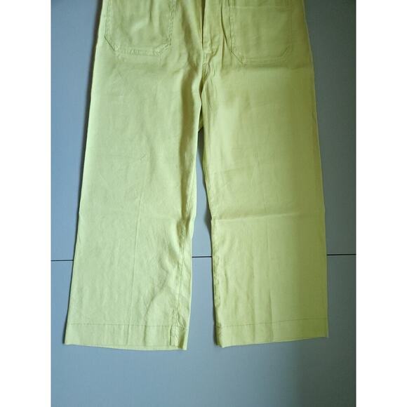 NWOT Anthropologie The Colette Cropped Wide-Leg Linen Pants Sz 31P Lime #7C412 - Picture 6 of 12